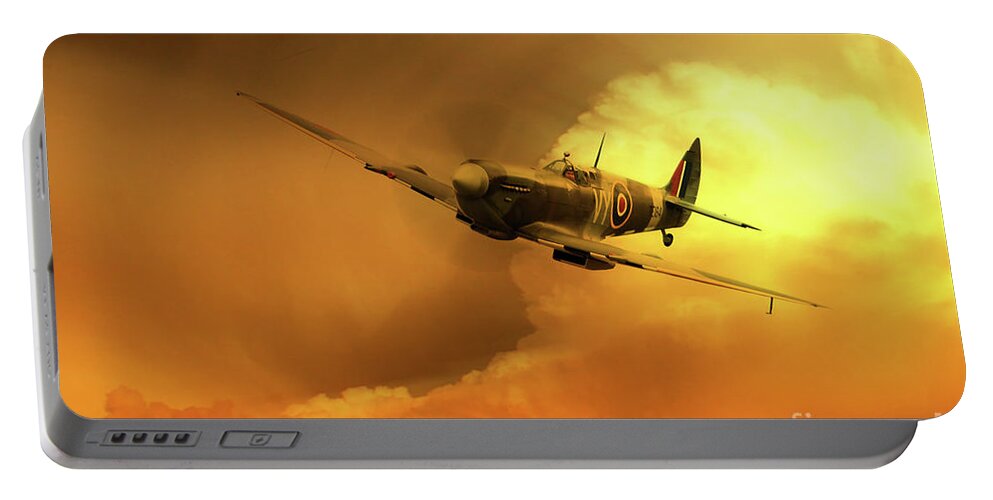 Spitfire Portable Battery Charger featuring the digital art Spitfire by Airpower Art