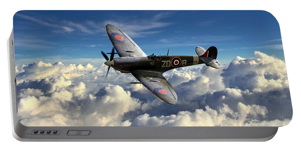 Supermarine Portable Battery Charger featuring the digital art Spitfire MH434 by Airpower Art