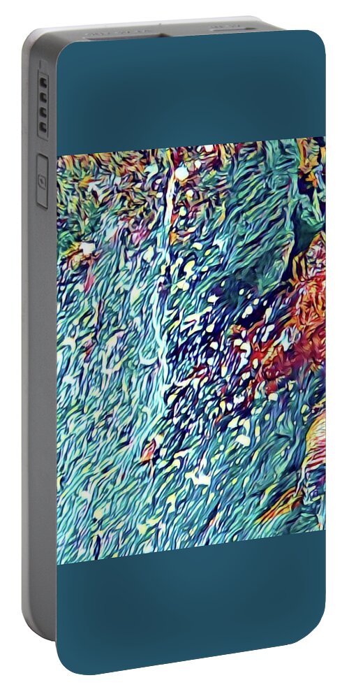 #flowersofaloha #flowerpower #ocean #blue #splashifblue Portable Battery Charger featuring the photograph Splash of Blue Ocean in Puna by Joalene Young