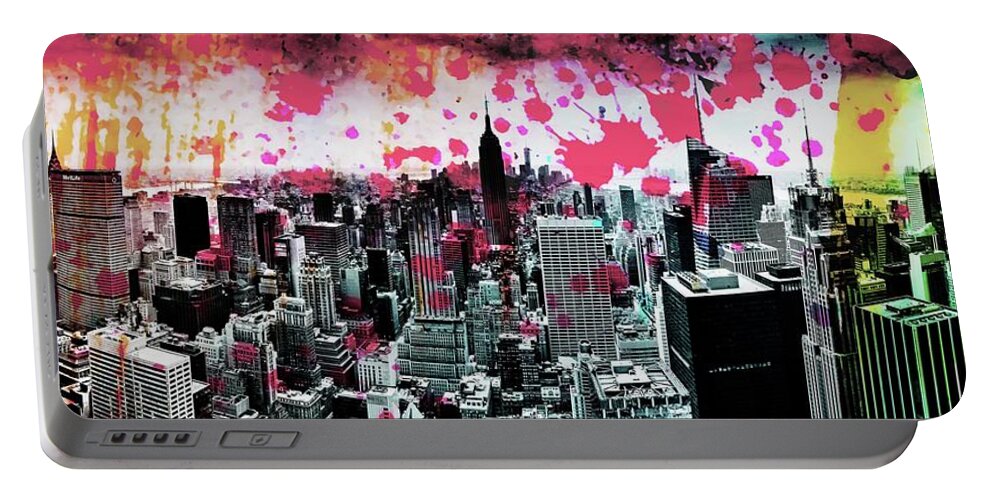 New York City Skyline Portable Battery Charger featuring the photograph Splatter Pop by Az Jackson