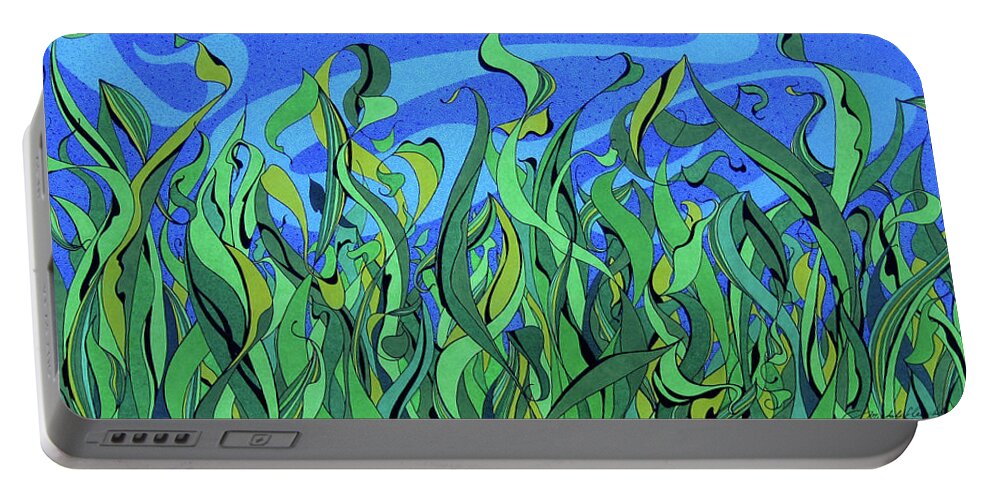 Grass Portable Battery Charger featuring the drawing Splendor In The Grass by Michele Sleight
