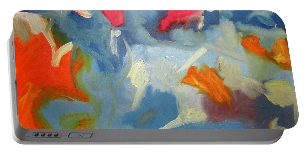 Abstract Portable Battery Charger featuring the painting Split Second by Steven Miller