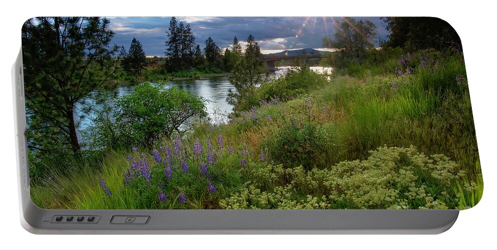  Portable Battery Charger featuring the photograph Spokane River Spring by Idaho Scenic Images Linda Lantzy