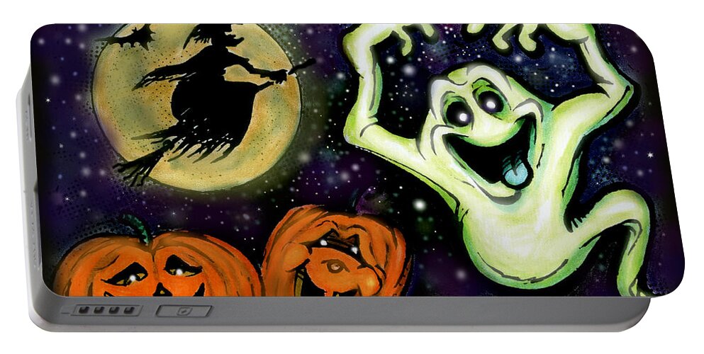 Halloween Portable Battery Charger featuring the painting Spooky by Kevin Middleton