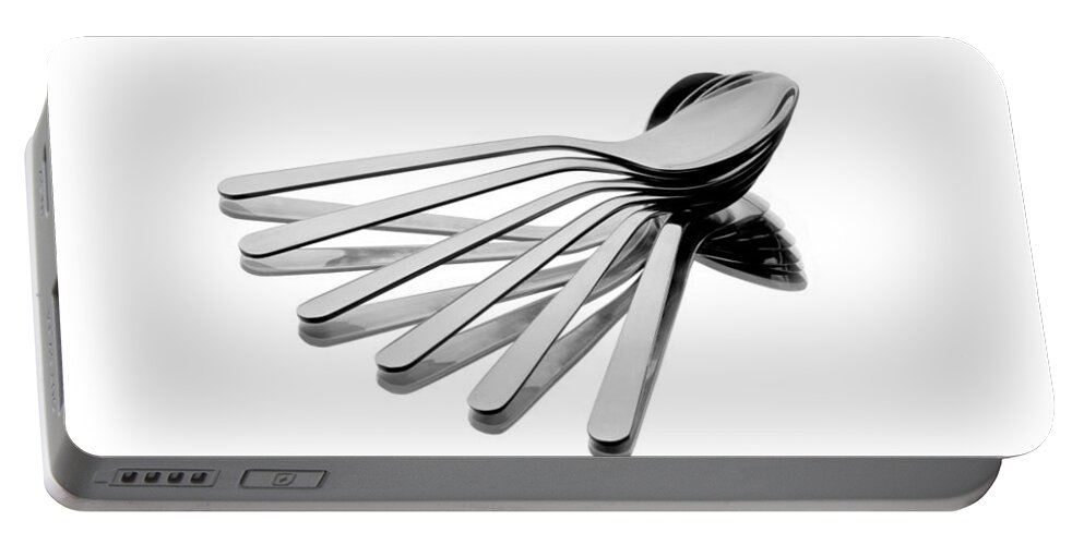 Abstract Portable Battery Charger featuring the photograph Spoon Fan by Gert Lavsen