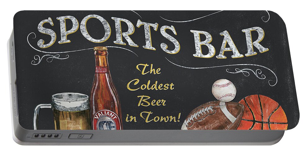 Sports Portable Battery Charger featuring the painting Sports Bar by Debbie DeWitt