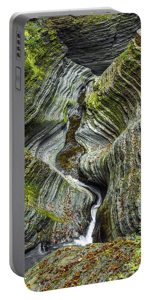 New York Portable Battery Charger featuring the photograph Sprial Tunnel Gorge Near Cavern Cascade by Karen Jorstad