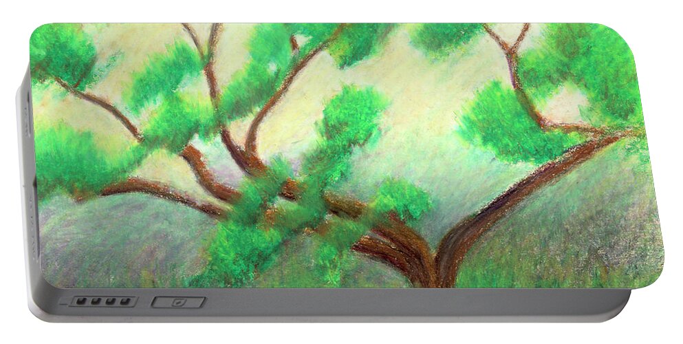 Tree Portable Battery Charger featuring the pastel Spring Green by Jackie Irwin