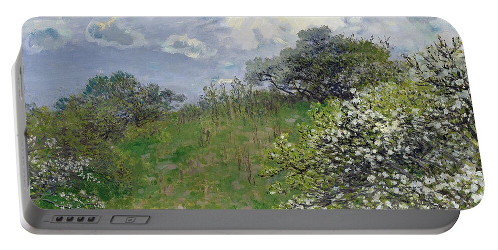 Spring Portable Battery Charger featuring the painting Spring by Claude Monet