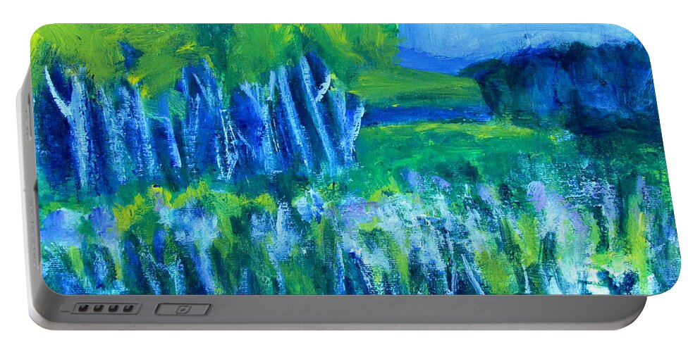 Spring Colors Portable Battery Charger featuring the painting Spring Coming by Betty Pieper
