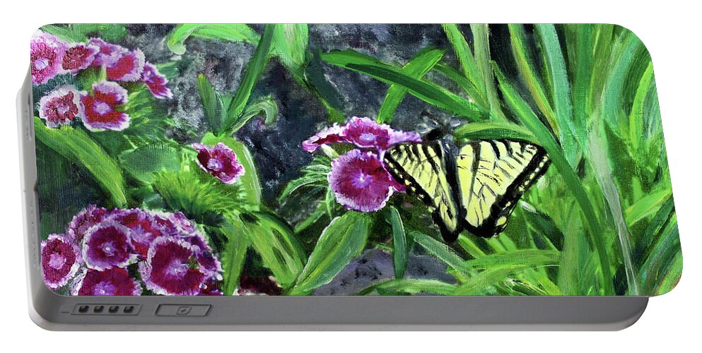 Art Portable Battery Charger featuring the painting Spring Garden by Donna Walsh