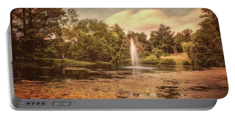 Arboretum Portable Battery Charger featuring the photograph Spring Grove Water Feature by Tom Mc Nemar