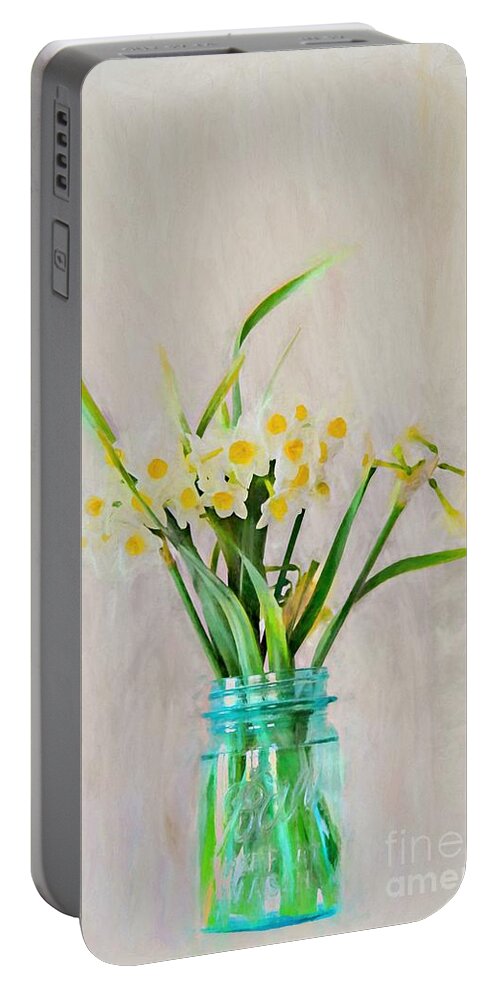 White Daffodil Portable Battery Charger featuring the photograph Spring in the Country by Benanne Stiens