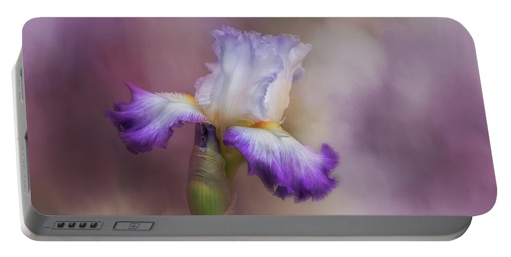 Purple Flower Portable Battery Charger featuring the photograph Spring Iris by Kim Hojnacki