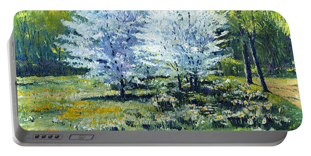 Oil On Canvas Portable Battery Charger featuring the painting Spring by Yuriy Shevchuk
