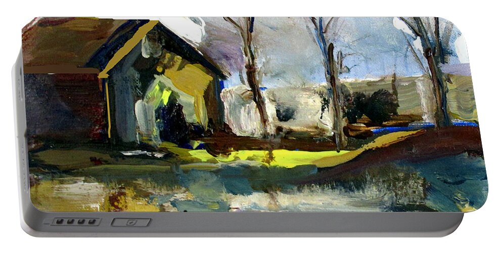 Barn Portable Battery Charger featuring the painting Springtime Barn by John Gholson