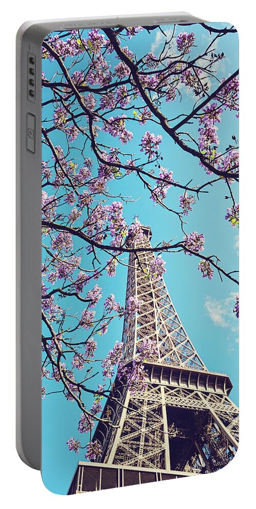 Paris Photography Portable Battery Charger featuring the photograph Springtime in Paris - Eiffel Tower Photograph by Melanie Alexandra Price