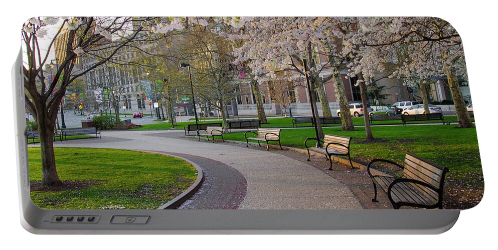 Spring Portable Battery Charger featuring the photograph Springtime in Philadelphia by Bill Cannon