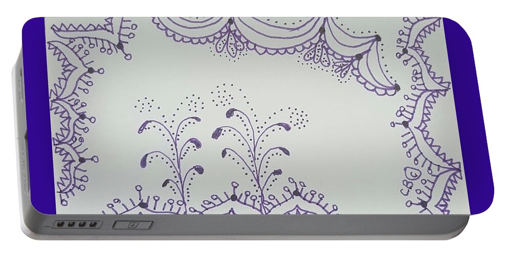 Zentangle Portable Battery Charger featuring the drawing Sprinkler by Carole Brecht