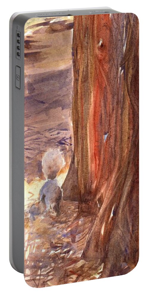 Squirrel Portable Battery Charger featuring the painting Squirrel by David Ladmore