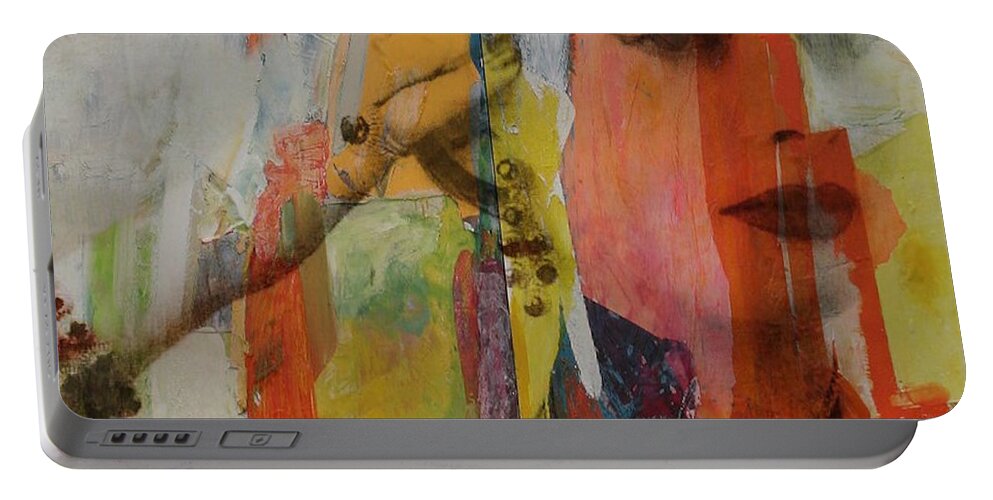 Sridevi Portable Battery Charger featuring the mixed media Sridevi Kapoor by Paul Lovering