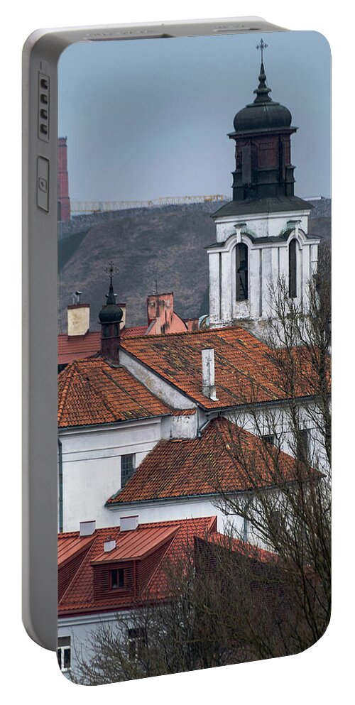 Europe Portable Battery Charger featuring the photograph St Bartholomew and Vilnius Castle by Steven Richman
