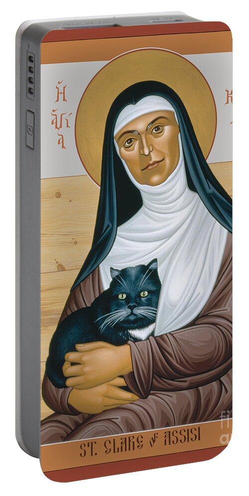 St. Clare Of Assisi Portable Battery Charger featuring the painting St. Clare of Assisi - RLCOA by Br Robert Lentz OFM
