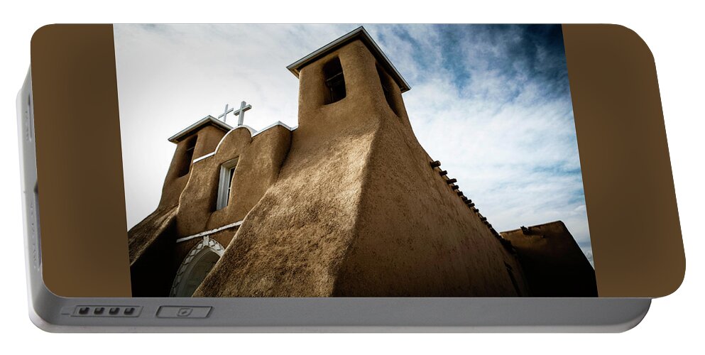 St. Francis Portable Battery Charger featuring the photograph St. Francis Church Taos by Marilyn Hunt