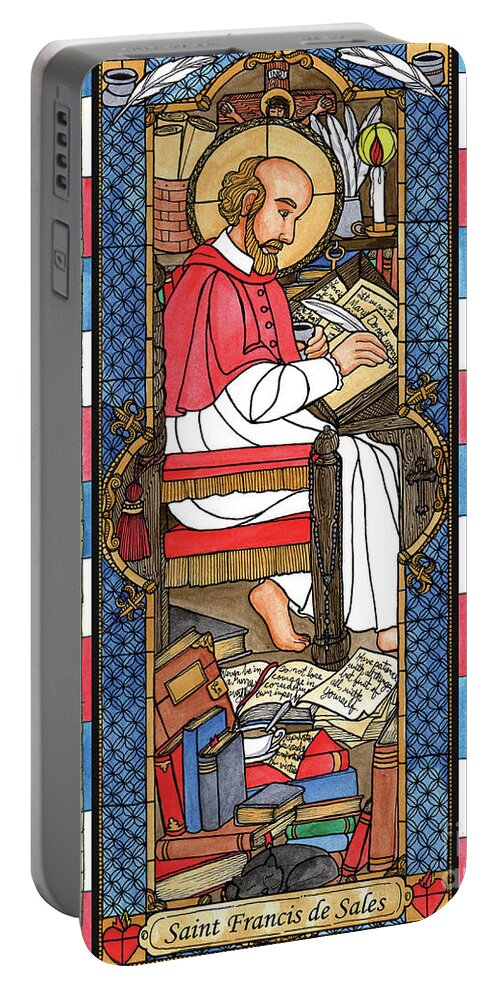 Saint Francis De Sales Portable Battery Charger featuring the painting St. Francis de Sales by Brenda Nippert