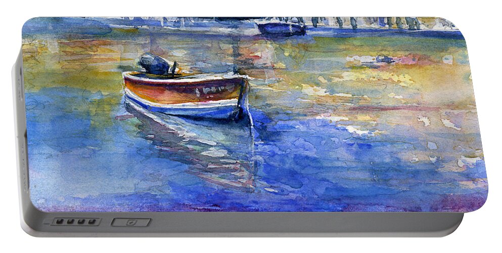 Caribbean Portable Battery Charger featuring the painting St. George Grenada by John D Benson
