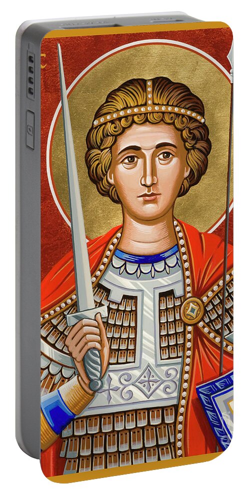 St. George Of Lydda Portable Battery Charger featuring the painting St. George of Lydda - JCGLY by Joan Cole