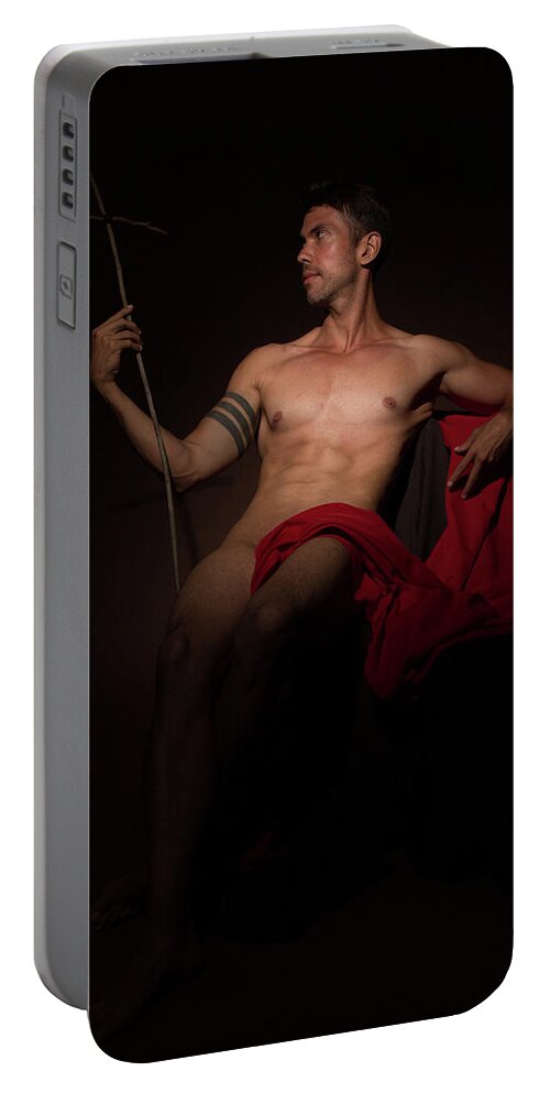 Saint Portable Battery Charger featuring the photograph St. John the Baptist Reclining 2 by Rick Saint