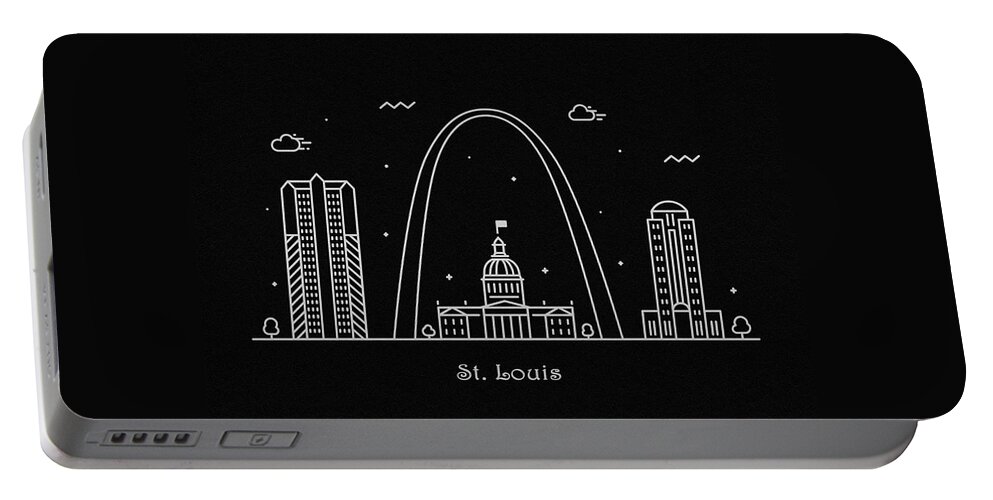 St Louis Portable Battery Charger featuring the drawing St. Louis Skyline Travel Poster by Inspirowl Design