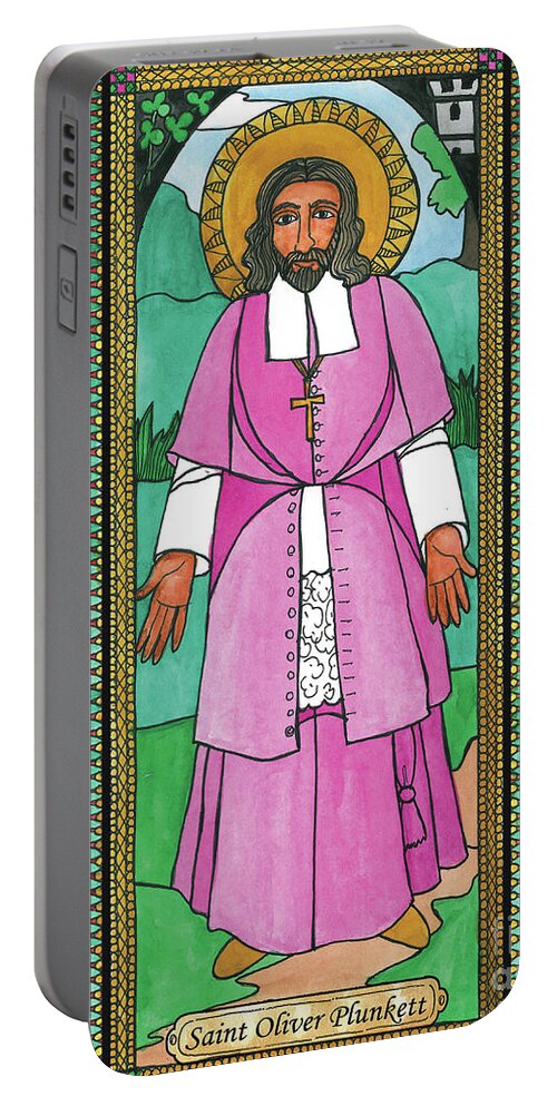 Saint Oliver Plunkett Portable Battery Charger featuring the painting St. Oliver Plunkett by Brenda Nippert