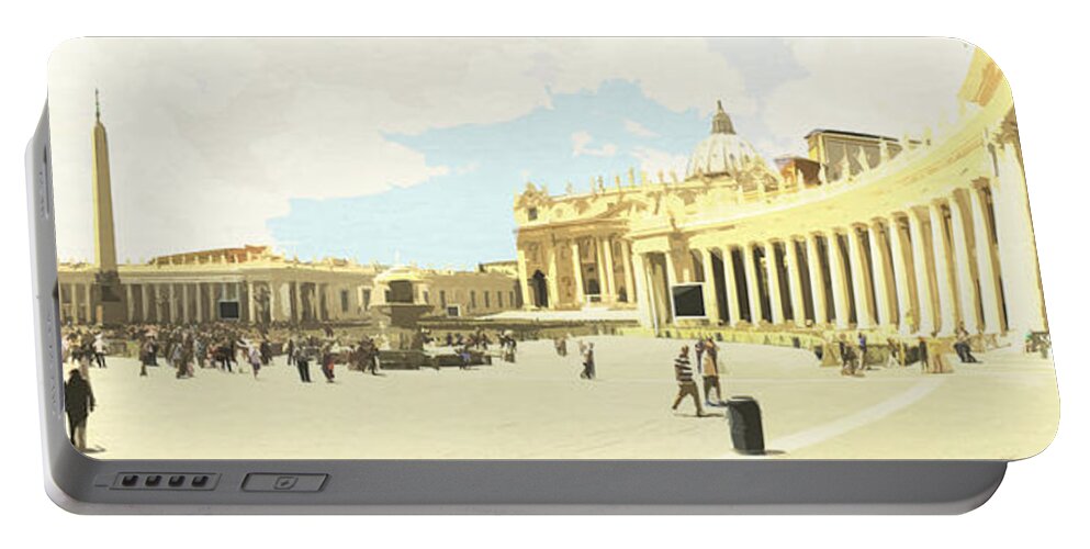 St Peter’s Square Portable Battery Charger featuring the digital art St. Peter's Square The Vatican by Anthony Murphy
