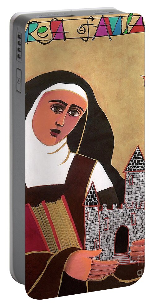 St. Teresa Of Avila Portable Battery Charger featuring the painting St. Teresa of Avila - MMAVL by Br Mickey McGrath OSFS