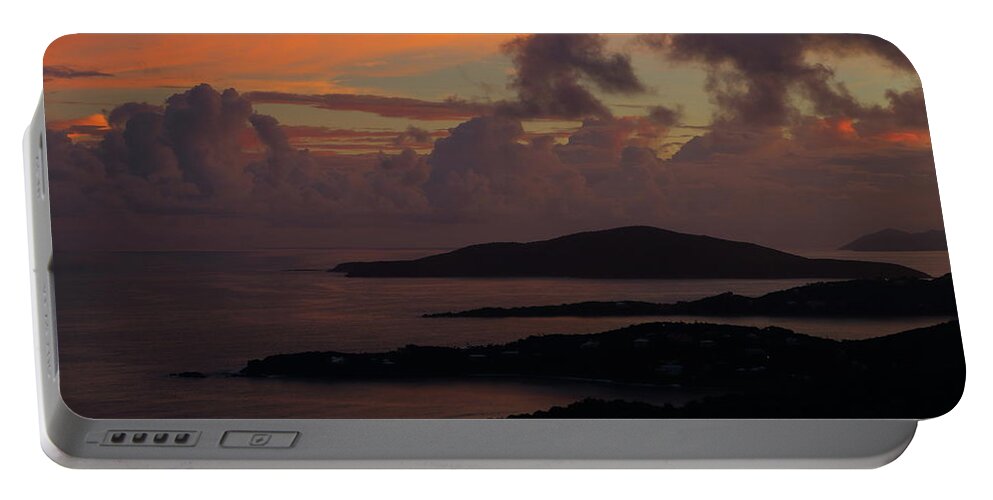 Sunset Portable Battery Charger featuring the photograph St Thomas sunset at the U.S. Virgin Islands by Jetson Nguyen