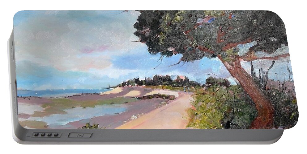 Portable Battery Charger featuring the painting St Trojan Les Bains by Kim PARDON