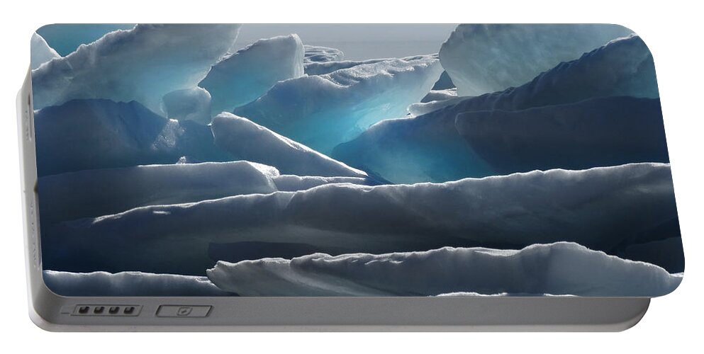 Ice Portable Battery Charger featuring the photograph Stacked Ice Abstract by David T Wilkinson