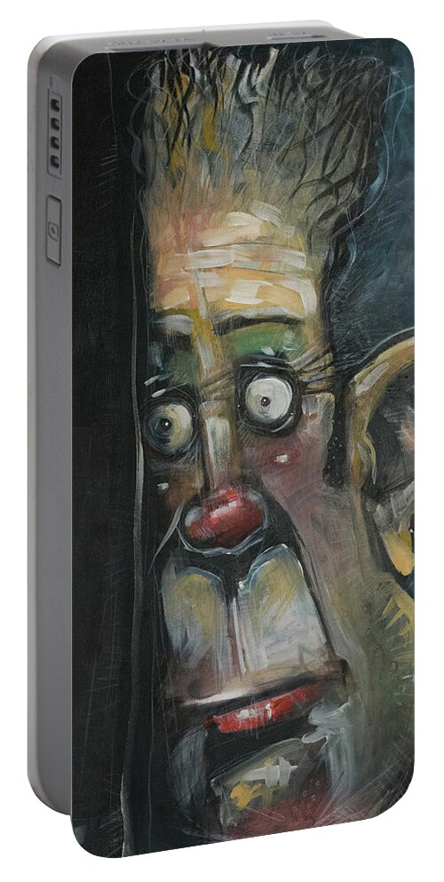 Stage Fright Portable Battery Charger featuring the painting Stage Fright by Tim Nyberg