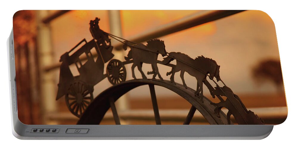 Ranch Landscape Portable Battery Charger featuring the photograph Stagecoach Sunset by Toni Hopper