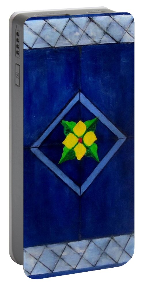 Design Portable Battery Charger featuring the painting Stained Glass by Carol Allen Anfinsen