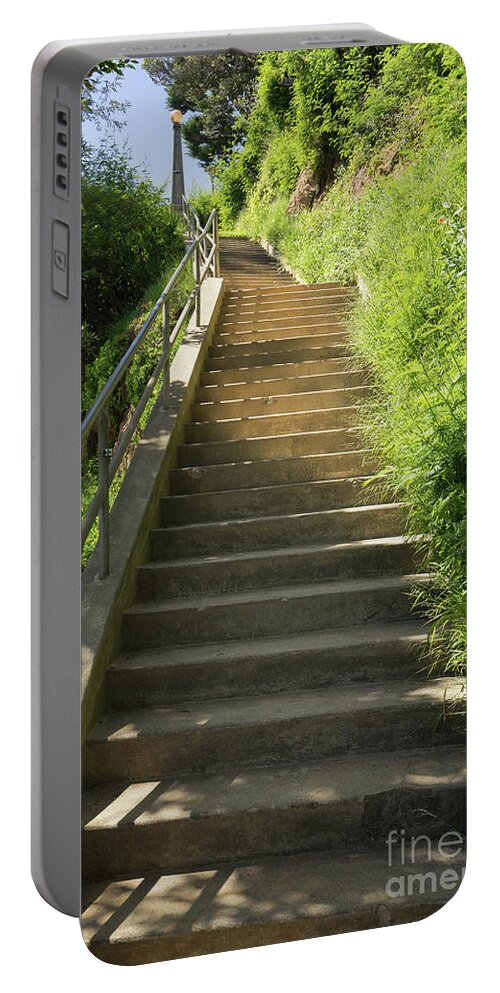 Wingsdomain Portable Battery Charger featuring the photograph Stairs Walkways Passages and Quiet Places of Sausalito California DSC6094 by Wingsdomain Art and Photography