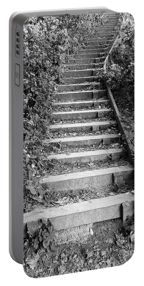 Ann Arbor Portable Battery Charger featuring the photograph Stairway Through Foliage by Phil Perkins