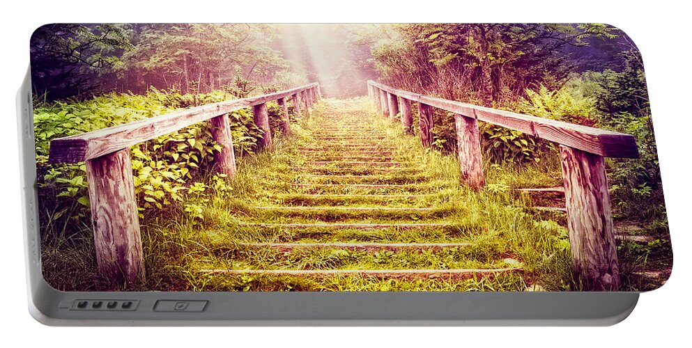 Appalachia Portable Battery Charger featuring the photograph Stairway to the Garden by Debra and Dave Vanderlaan