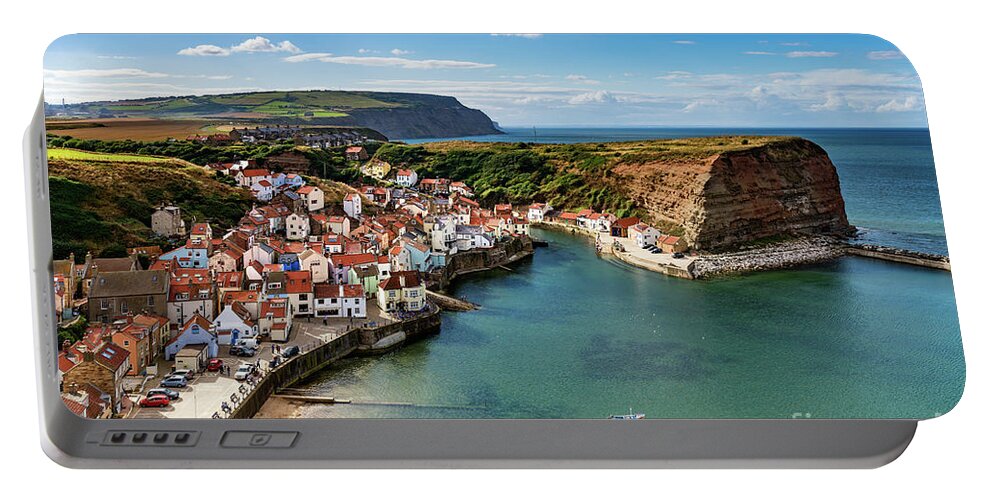 Coast Portable Battery Charger featuring the photograph Staithes from Penny Nab by Richard Burdon