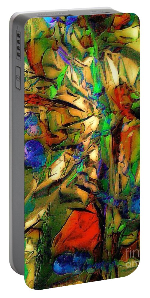 Abstract Portable Battery Charger featuring the mixed media Stalk by Elle Justine