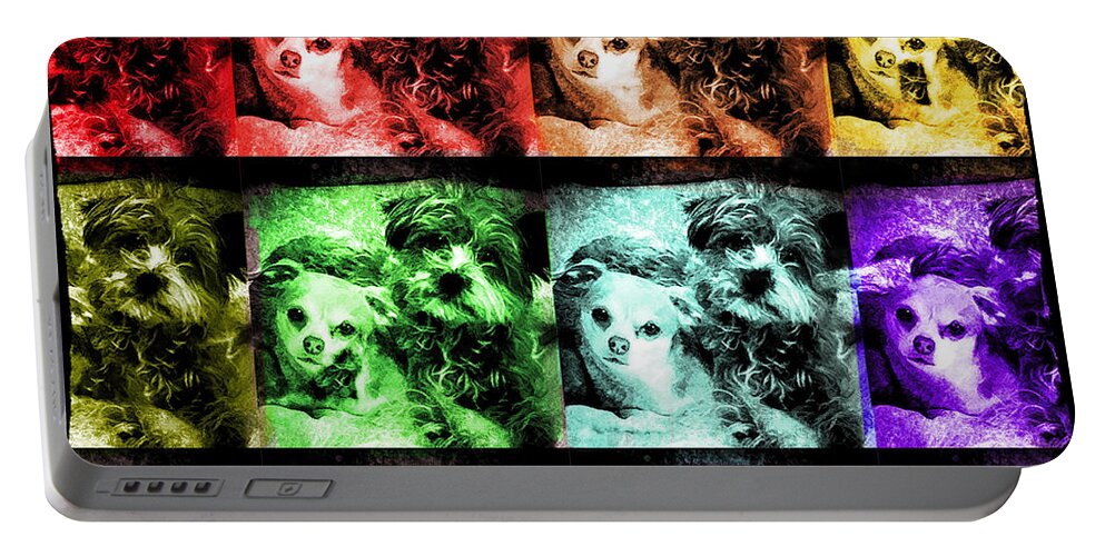 Pets Portable Battery Charger featuring the digital art Stamped Dogs by Georgianne Giese