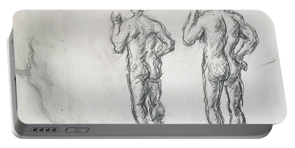Paul Cezanne Portable Battery Charger featuring the drawing Standing Male Bather by Paul Cezanne