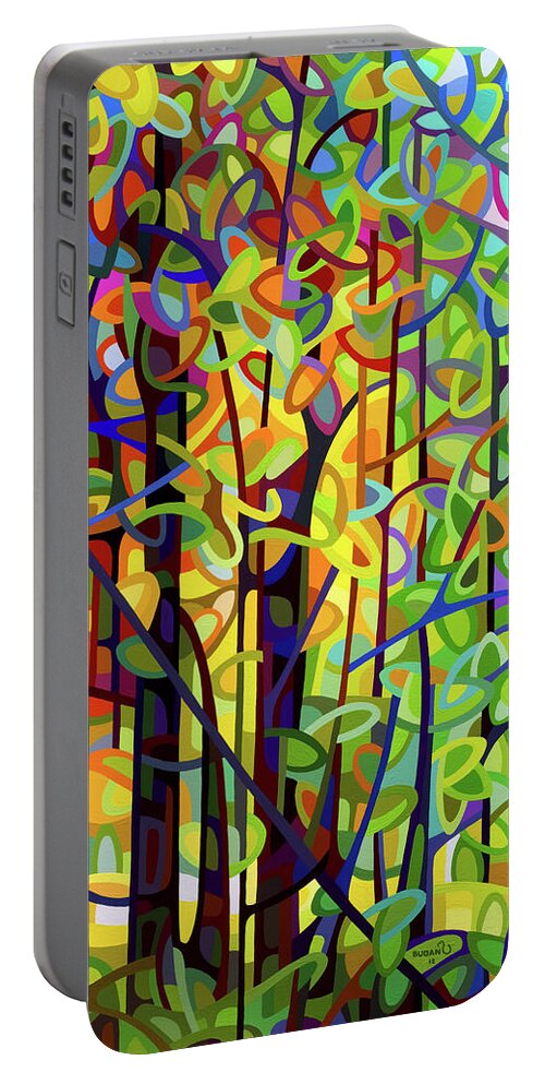  Portable Battery Charger featuring the painting Standing Room Only - crop by Mandy Budan